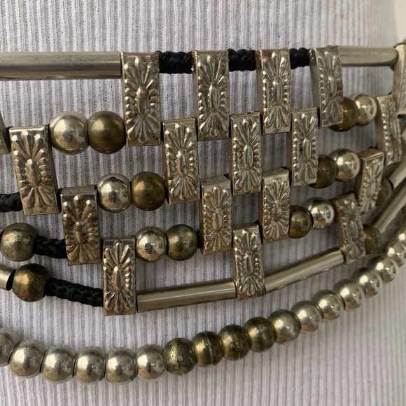 70s 80s Beaded Belt Multi Strand Gold Brass Silver Tone Beads Rock Disco Glam - Picture 13 of 16